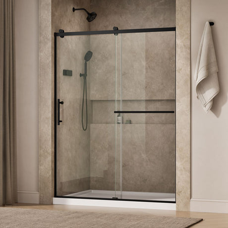 Rely® 56-5/8"-59-5/8" W x 76.99" H sliding shower door with 3/8"-thick Crystal Clear glass