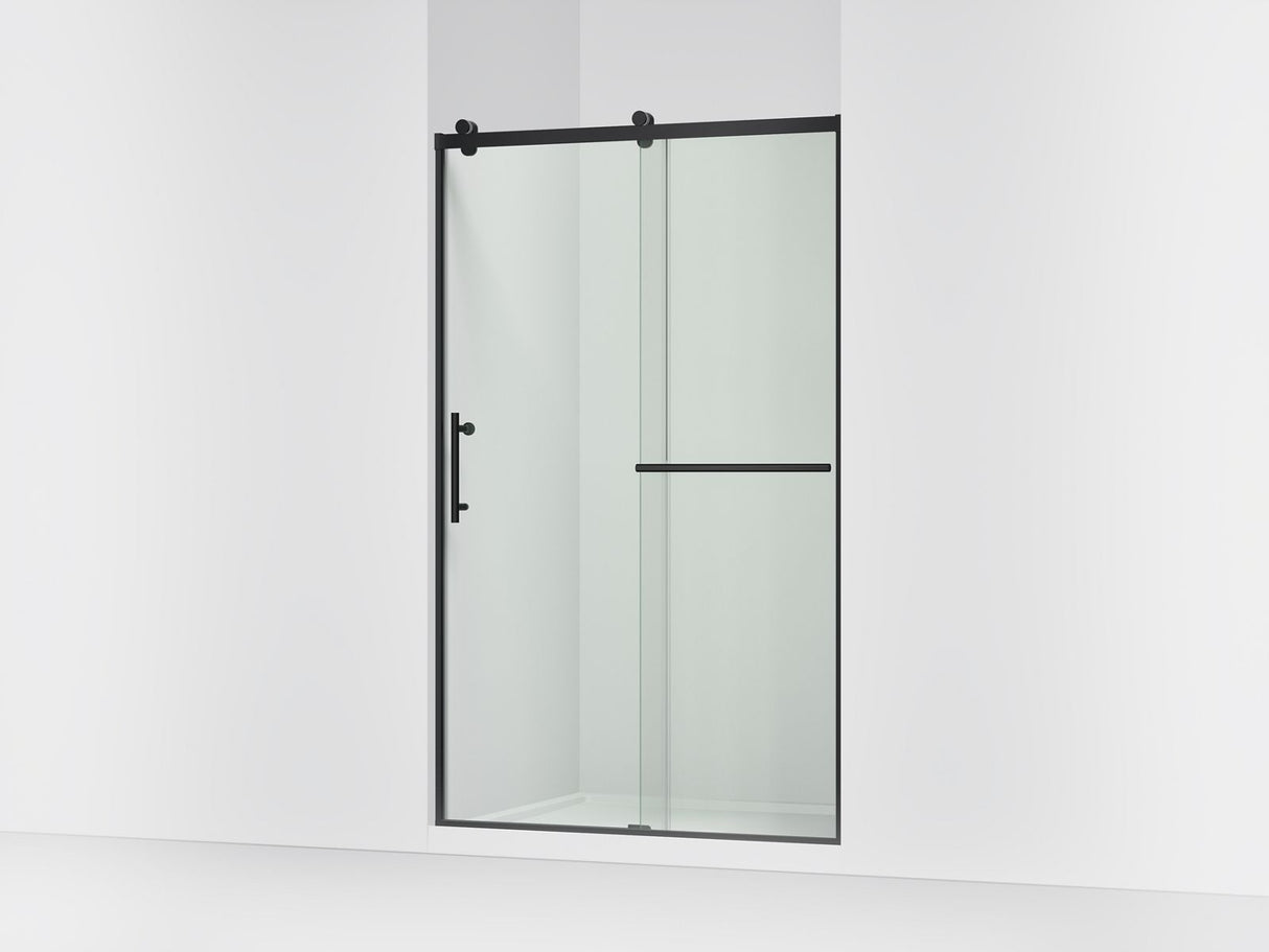 Rely® 44-5/8"-47-5/8" W x 76.99" H sliding shower door with 3/8"-thick Crystal Clear glass