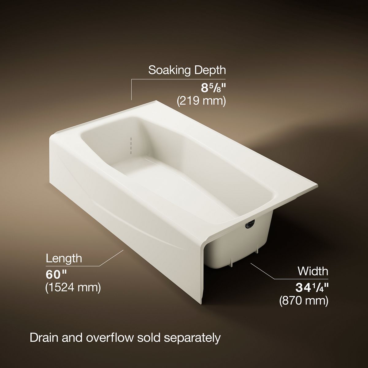 Villager® 60" x 34-1/4" alcove bath, right drain