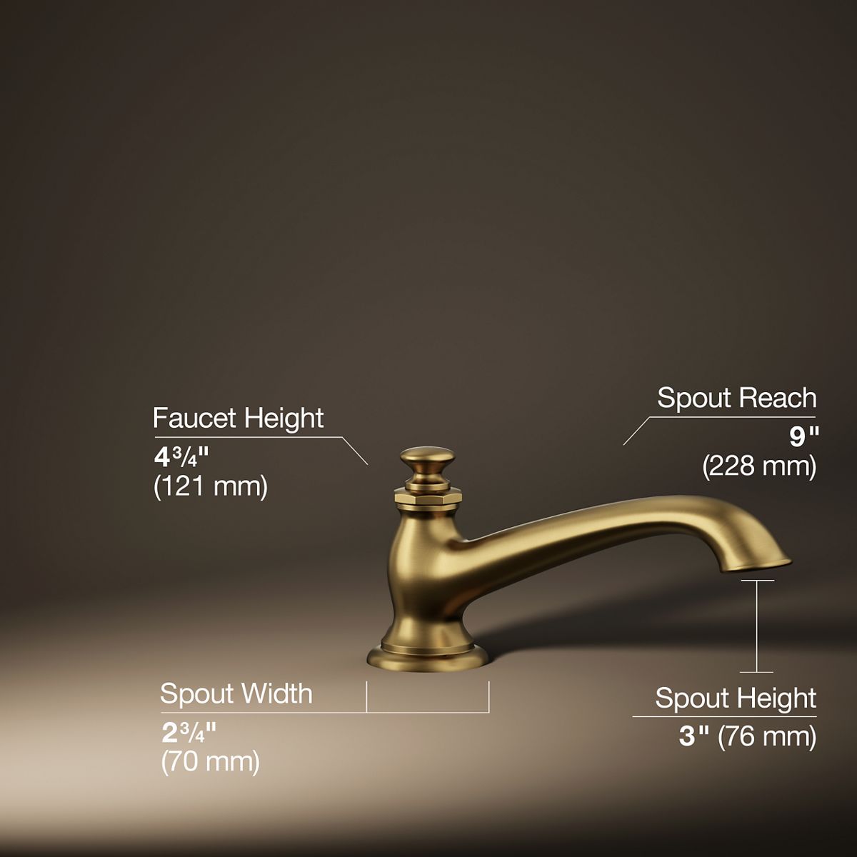 Artifacts® Deck-mount bath spout with flare design