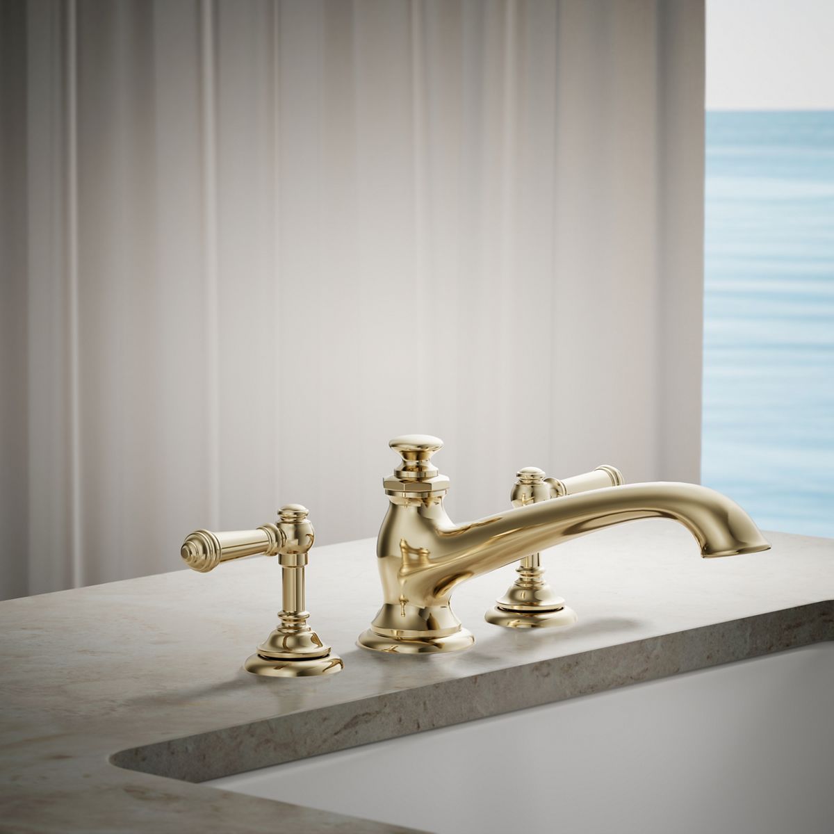 Artifacts® Deck-mount bath spout with flare design