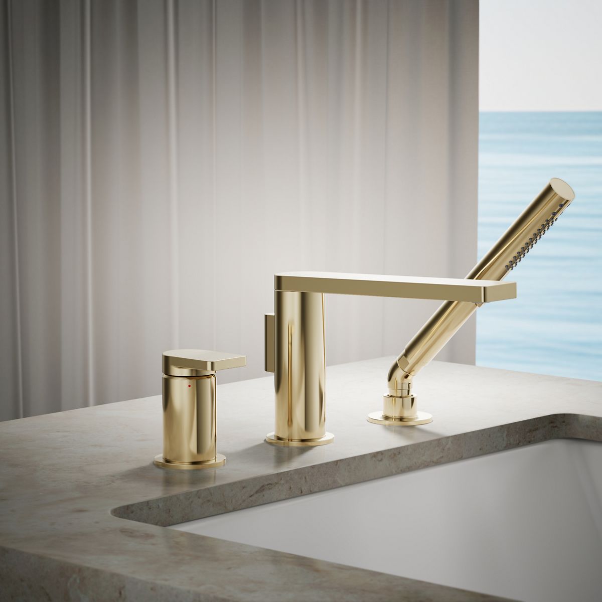 Composed® Deck-mount bath faucet with handshower