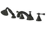 4-piece deckmount tub filler with handshower