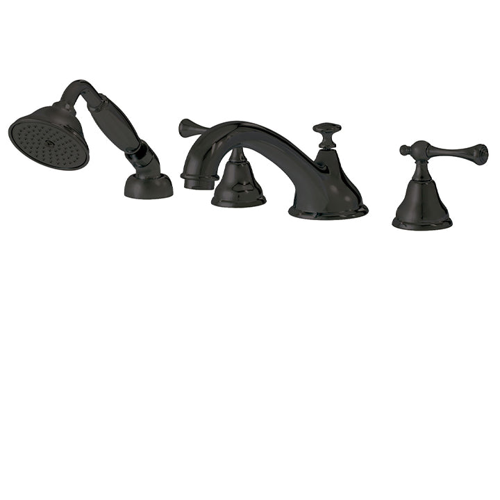 4-piece deckmount tub filler with handshower