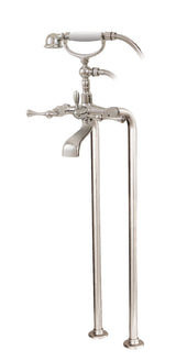 Cradle tub filler with handshower and floor risers