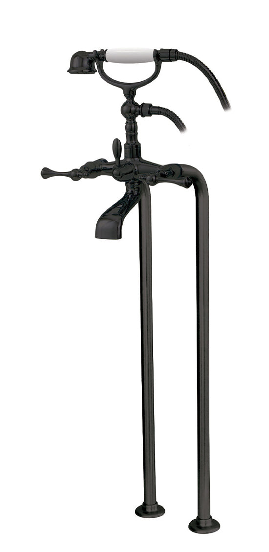 Cradle tub filler with handshower and floor risers
