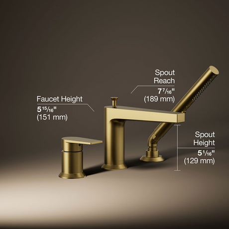 Taut® Deck-mount bath faucet with handshower