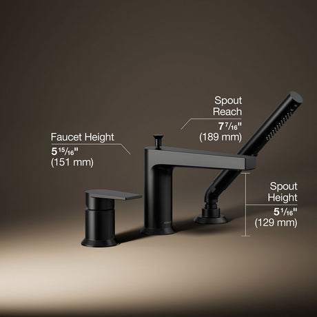 Taut® Deck-mount bath faucet with handshower
