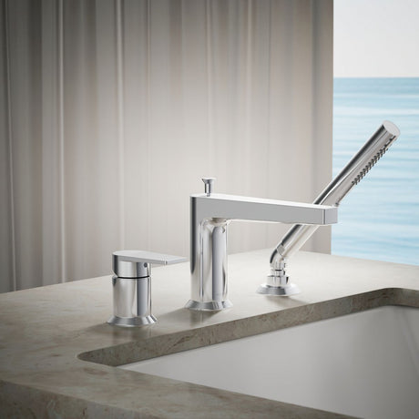 Taut® Deck-mount bath faucet with handshower