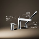 Taut® Deck-mount bath faucet with handshower