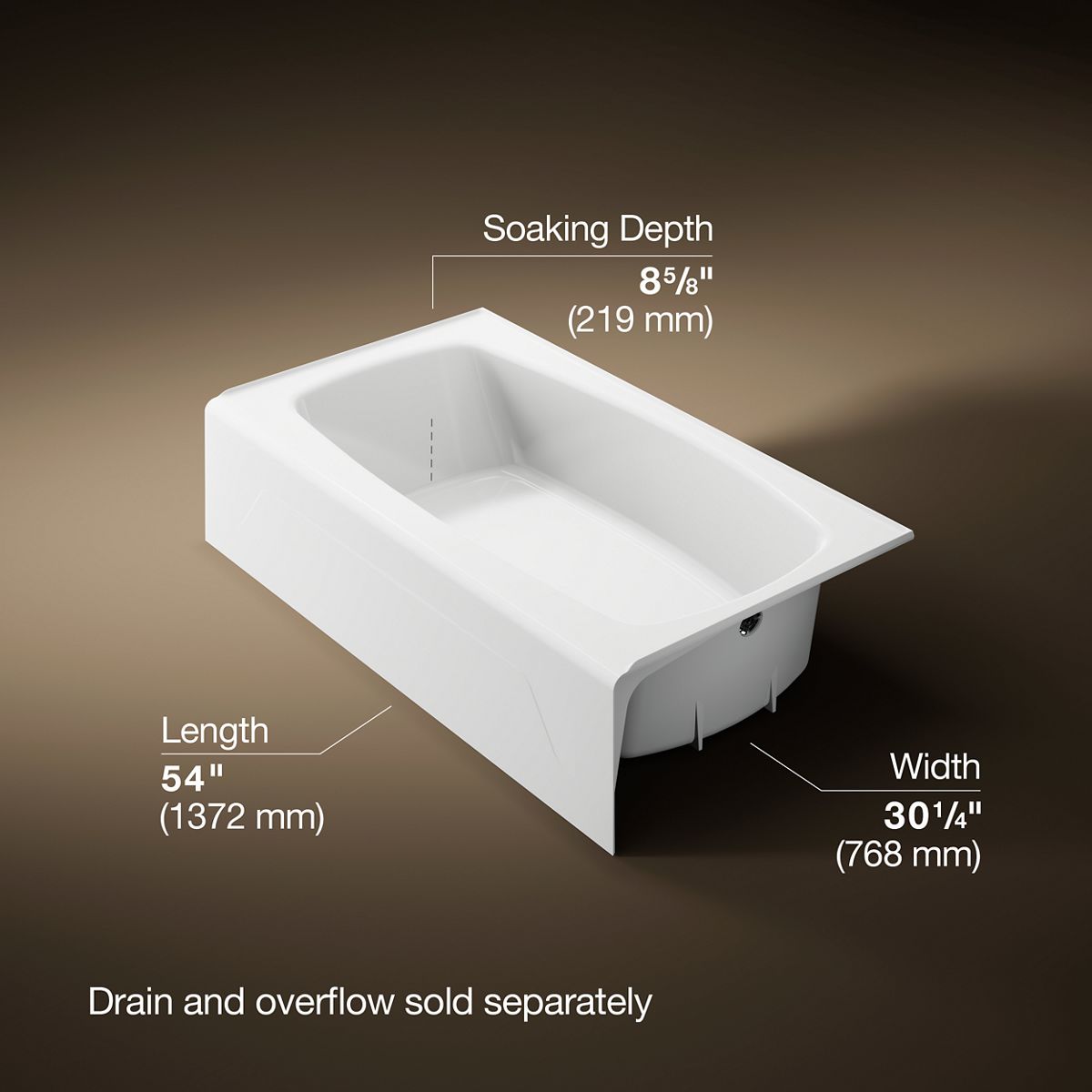 Seaforth™ 54" x 30-1/4" alcove bath, right drain