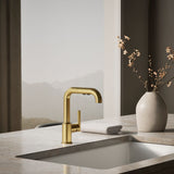Purist® Pull-out kitchen sink faucet with three-function sprayhead