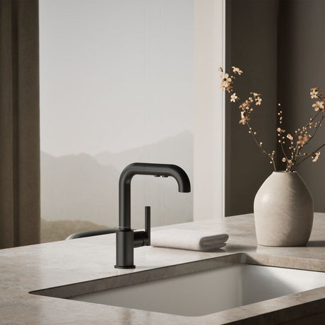 Purist® Pull-out kitchen sink faucet with three-function sprayhead