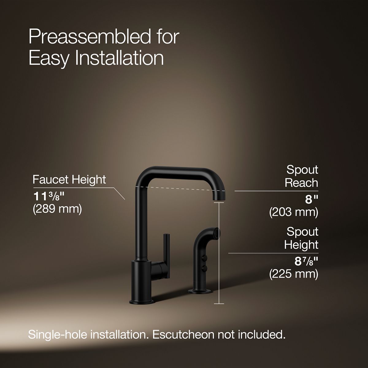 Purist® Single-handle kitchen sink faucet with side sprayer