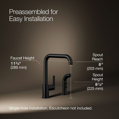 Purist® Single-handle kitchen sink faucet with side sprayer