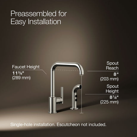 Purist® Single-handle kitchen sink faucet with side sprayer