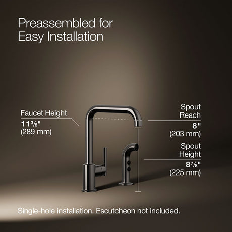 Purist® Single-handle kitchen sink faucet with side sprayer