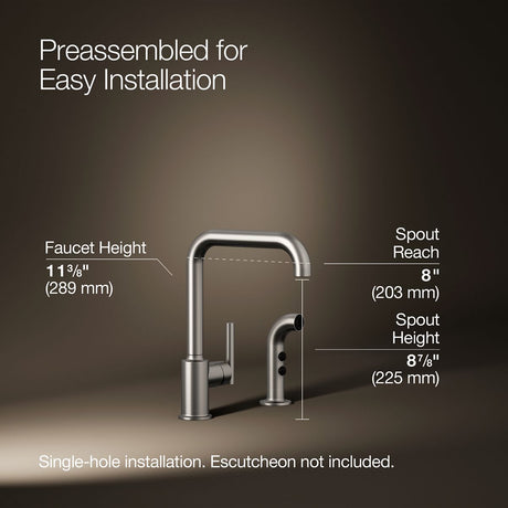 Purist® Single-handle kitchen sink faucet with side sprayer
