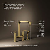 Purist® Two-hole bridge kitchen sink faucet with side sprayer