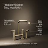 Purist® Two-hole bridge kitchen sink faucet with side sprayer