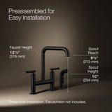 Purist® Two-hole bridge kitchen sink faucet with side sprayer