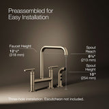 Purist® Two-hole bridge kitchen sink faucet with side sprayer