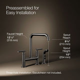 Purist® Two-hole bridge kitchen sink faucet with side sprayer