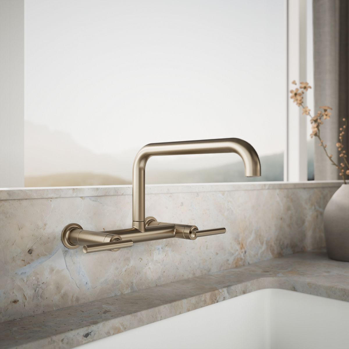 Purist® Two-hole wall-mount bridge kitchen sink faucet