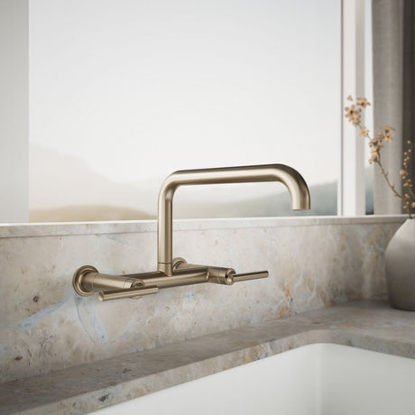 Purist® Two-hole wall-mount bridge kitchen sink faucet
