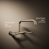 Purist® Two-hole wall-mount bridge kitchen sink faucet