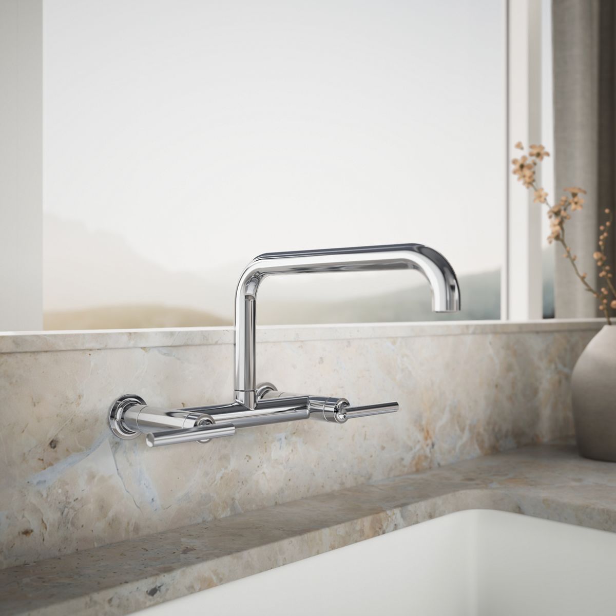 Purist® Two-hole wall-mount bridge kitchen sink faucet