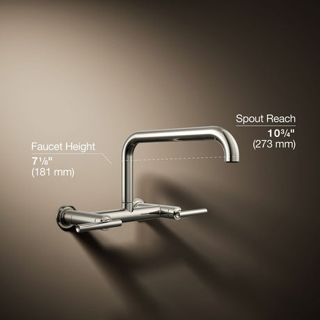 Purist® Two-hole wall-mount bridge kitchen sink faucet
