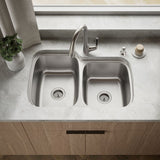 All-In-One 33" top-/undermount double-bowl kitchen sink