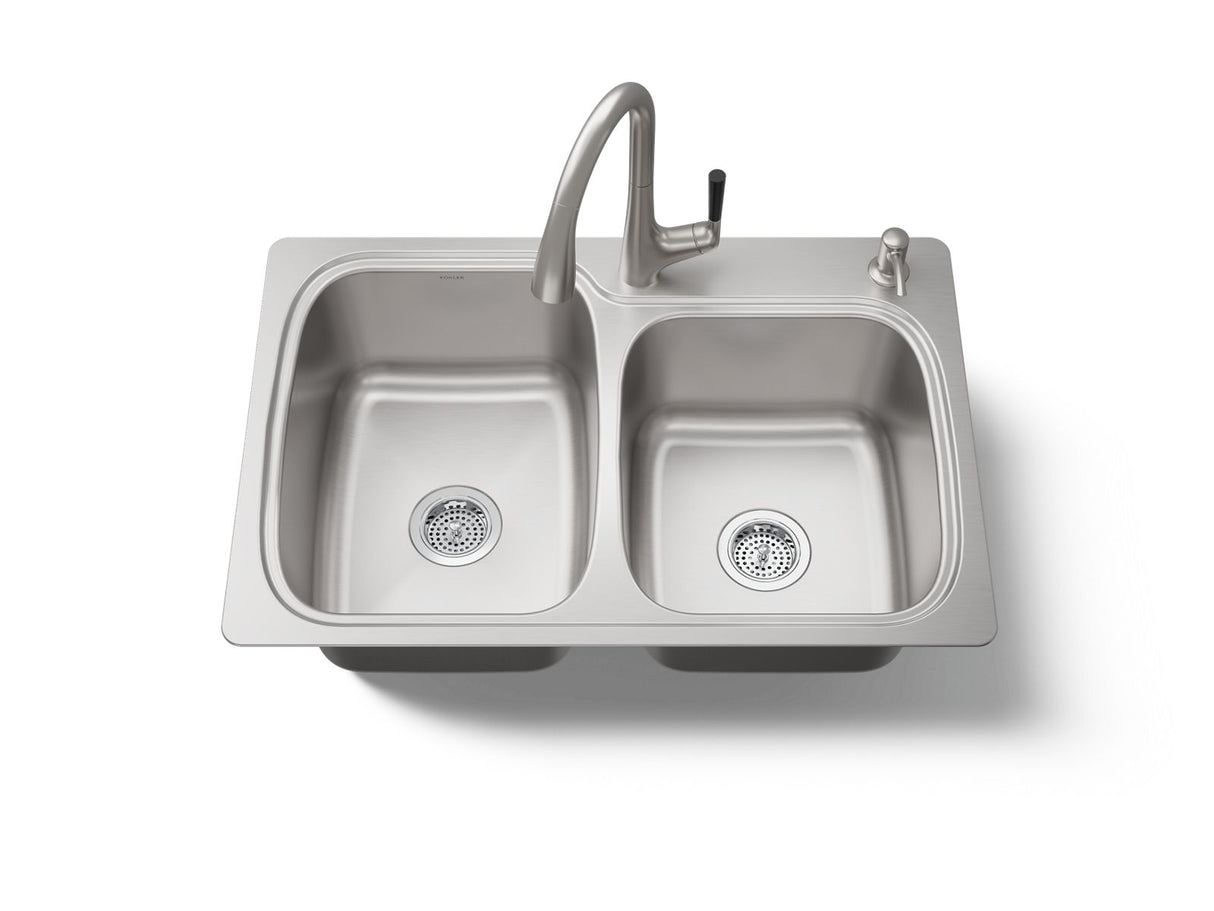 All-In-One 33" top-/undermount double-bowl kitchen sink