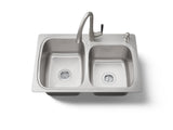 All-In-One 33" top-/undermount double-bowl kitchen sink