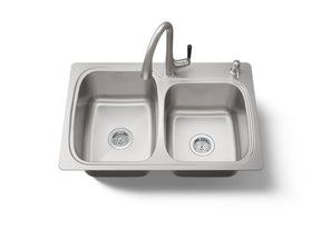 All-In-One 33" top-/undermount double-bowl kitchen sink