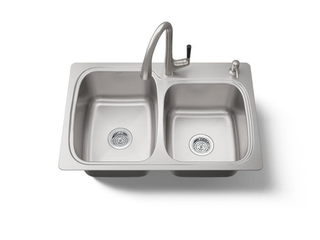 All-In-One 33" top-/undermount double-bowl kitchen sink