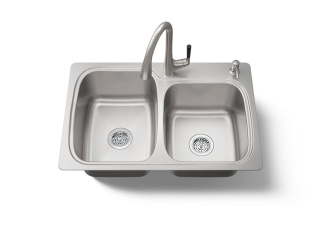 All-In-One 33" top-/undermount double-bowl kitchen sink