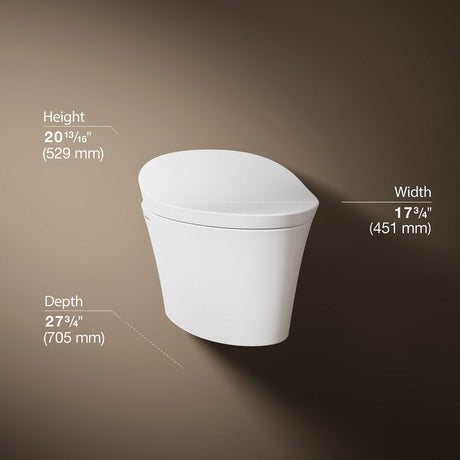 Veil® Wall-hung compact elongated smart toilet bowl, dual-flush