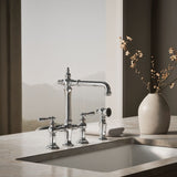 Artifacts® Three-hole bridge kitchen sink faucet with side sprayer