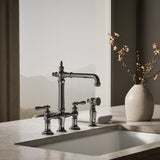 Artifacts® Three-hole bridge kitchen sink faucet with side sprayer