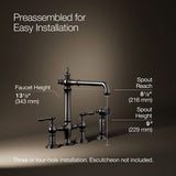 Artifacts® Three-hole bridge kitchen sink faucet with side sprayer