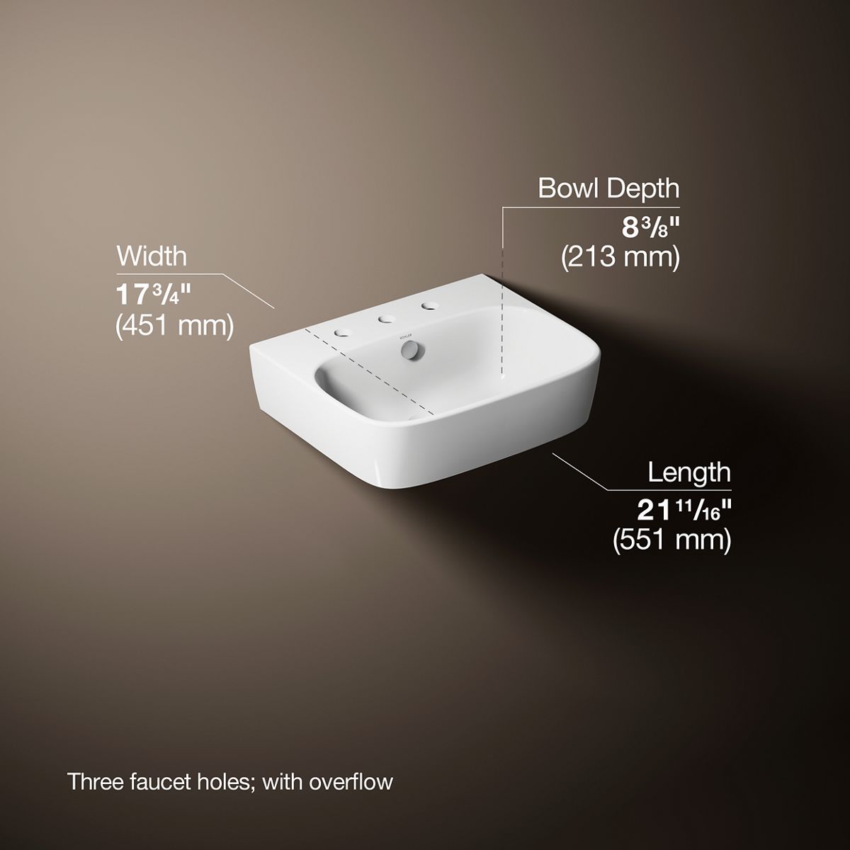 ModernLife® 21-3/4" rectangular wall-mount bathroom sink