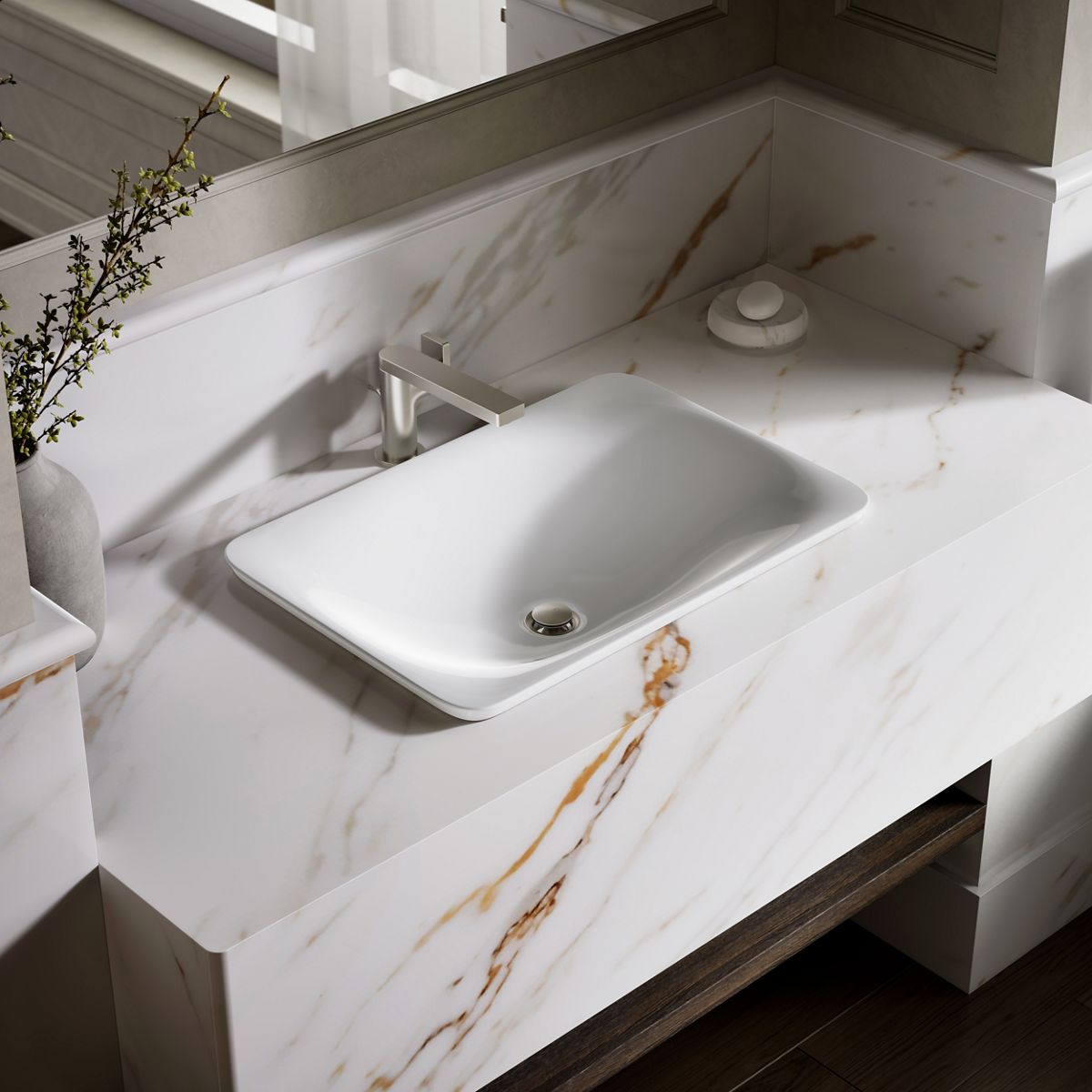 Carillon® 21-1/4" rectangular drop-in bathroom sink, no overflow