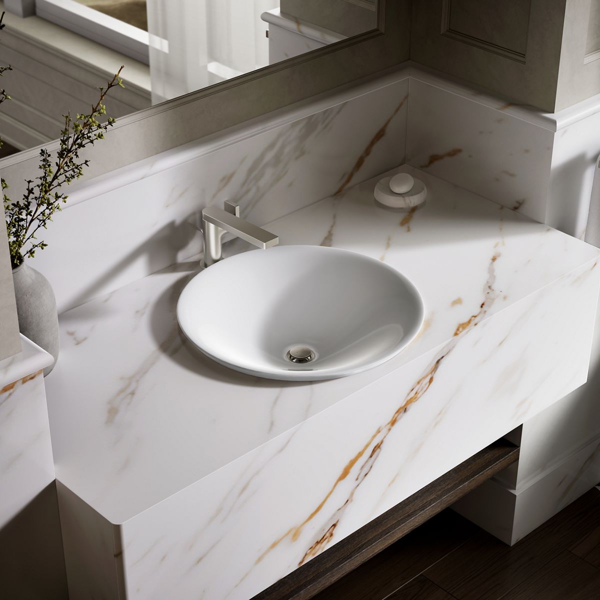 Carillon® 17-3/4" round drop-in bathroom sink, no overflow