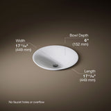 Carillon® 17-3/4" round drop-in bathroom sink, no overflow