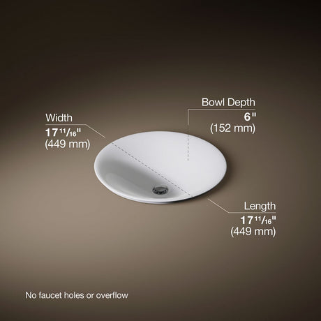 Carillon® 17-3/4" round drop-in bathroom sink, no overflow