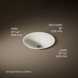 Carillon® 17-3/4" round drop-in bathroom sink, no overflow