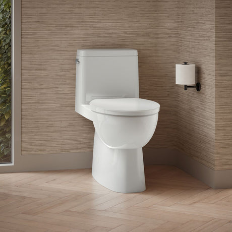 Reach® One-piece compact elongated toilet with skirted trapway, 1.28 gpf