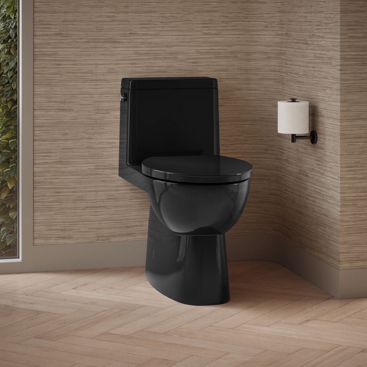 Reach® One-piece compact elongated toilet with skirted trapway, 1.28 gpf